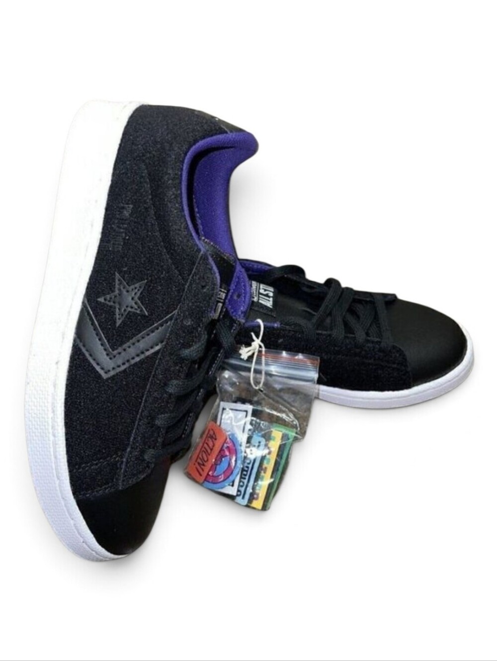 Converse All Star Black Velvet "It's Posdible"  Sneakers With Stickers 6.5